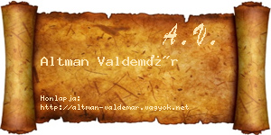 Altman Valdemár névjegykártya